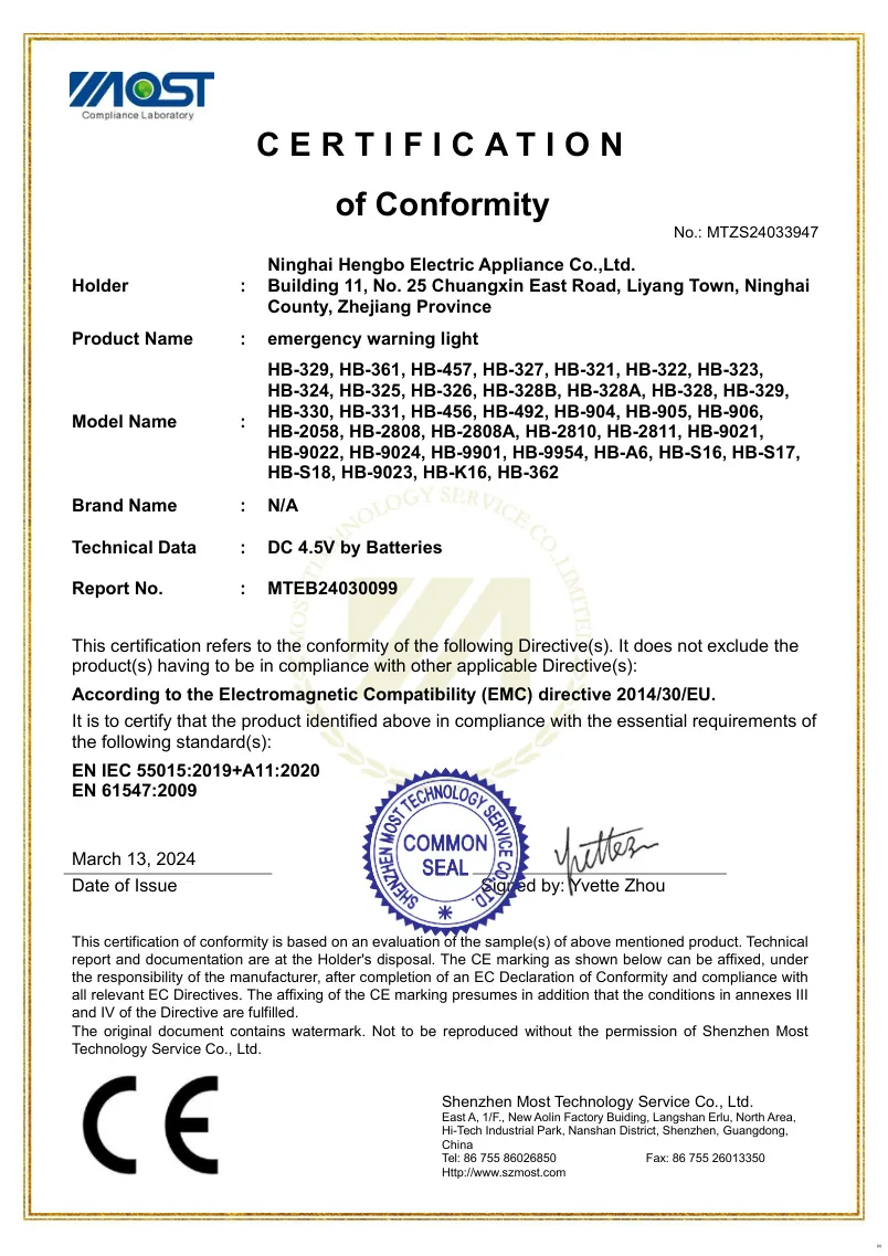 CE EMC certificate preview