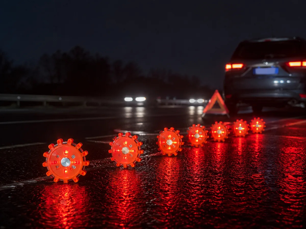 Roadside safety warning light application scene
